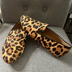 J. Crew Women's Leopard Print Calf Hair Smoking Loafers (size 7.5)